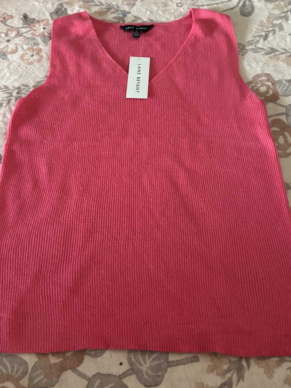 Lane Bryant Hot Pink Ribbed V-Neck Tank